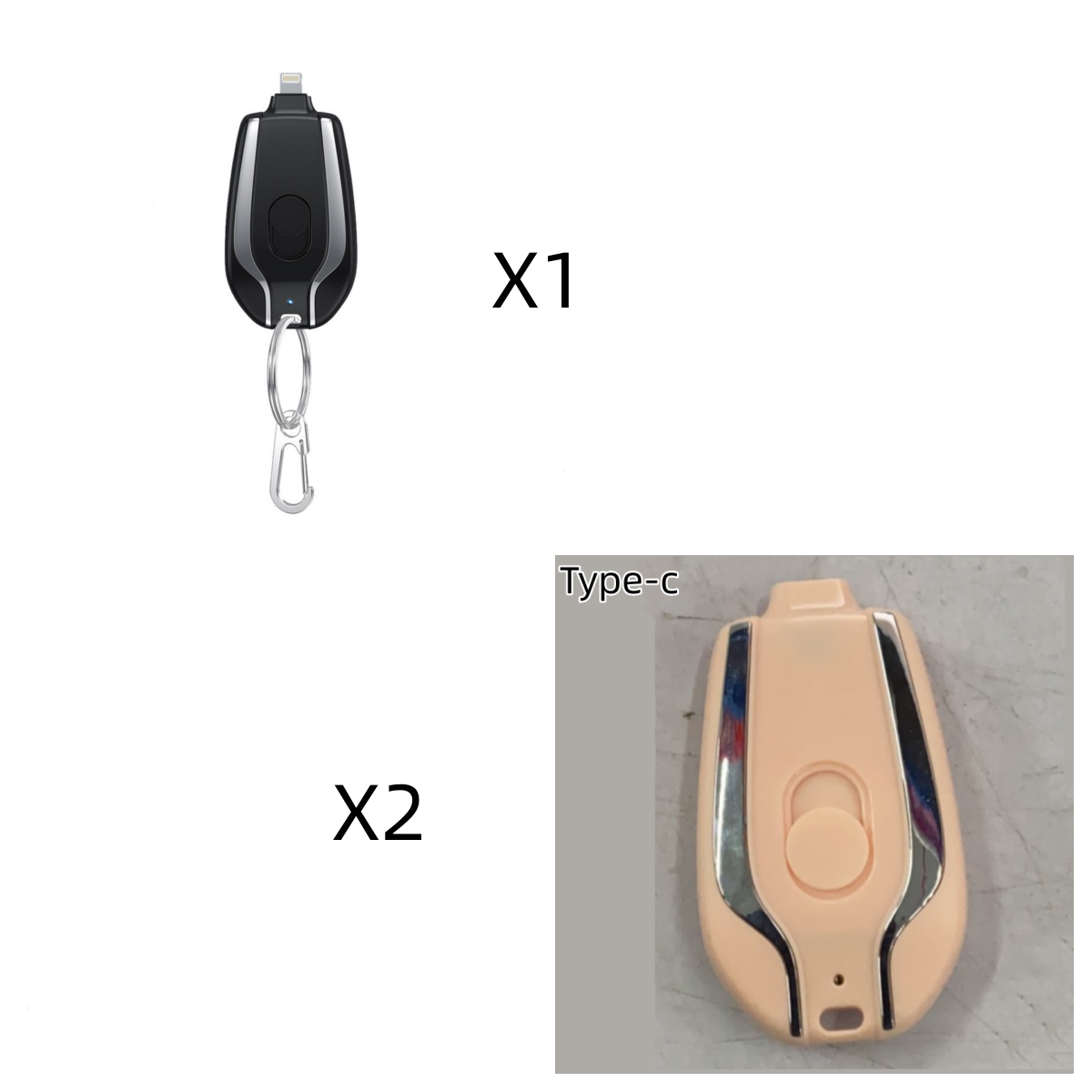 Portable Keychain Power Bank Charger with Retractable Connector and Carabiner Clip Phone - Image 2