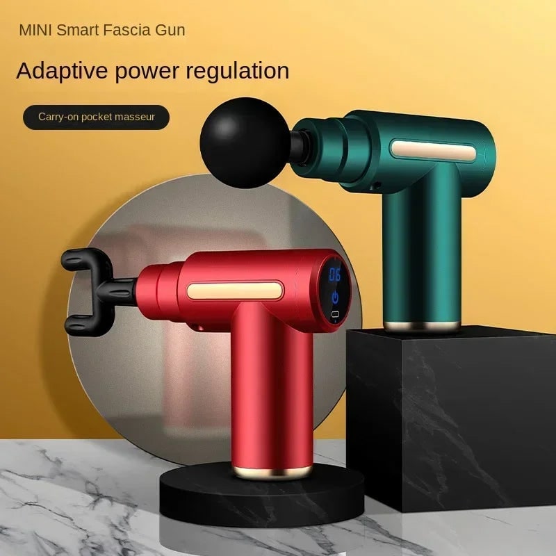 Portable Mini Handheld Massage Gun USB Rechargeable LED Display Four Heads - Image 3