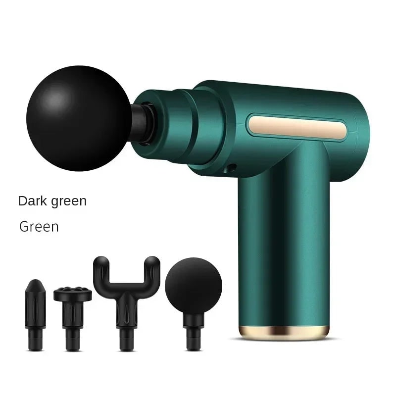 Portable Mini Handheld Massage Gun USB Rechargeable LED Display Four Heads - Image 4