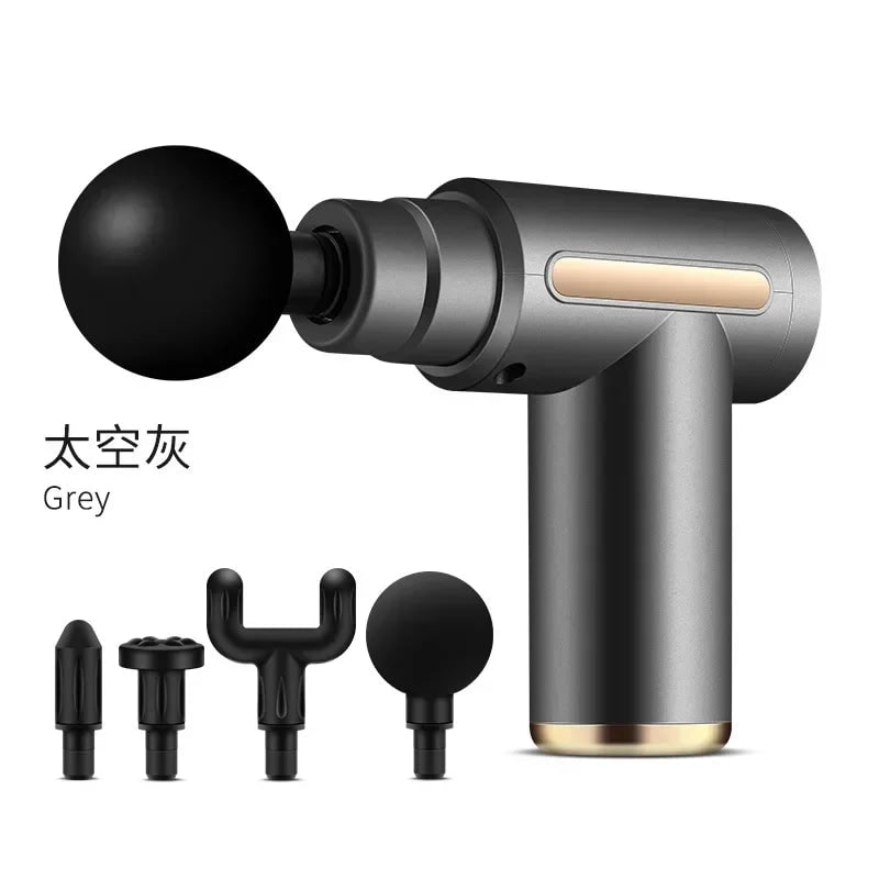 Portable Mini Handheld Massage Gun USB Rechargeable LED Display Four Heads - Image 8