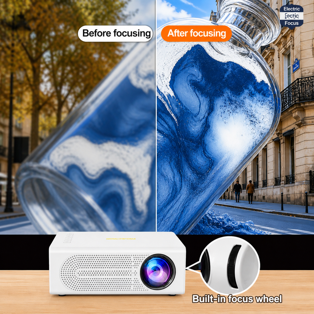 Portable Mini Projector 1080p Gaming Manual Focus USB Connectivity Compact - Image 2