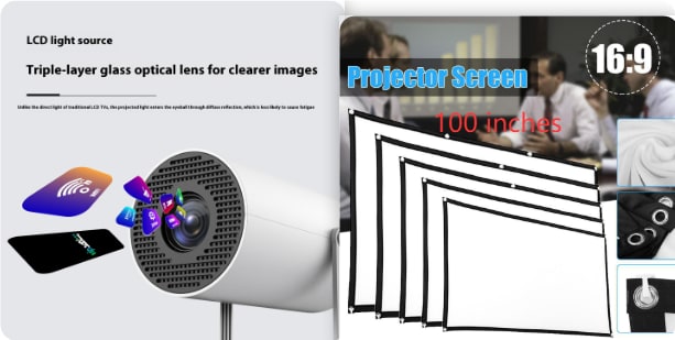 Portable Mini Projector with Outdoor Screen Compact 180-Degree Rotating Stand - Image 14