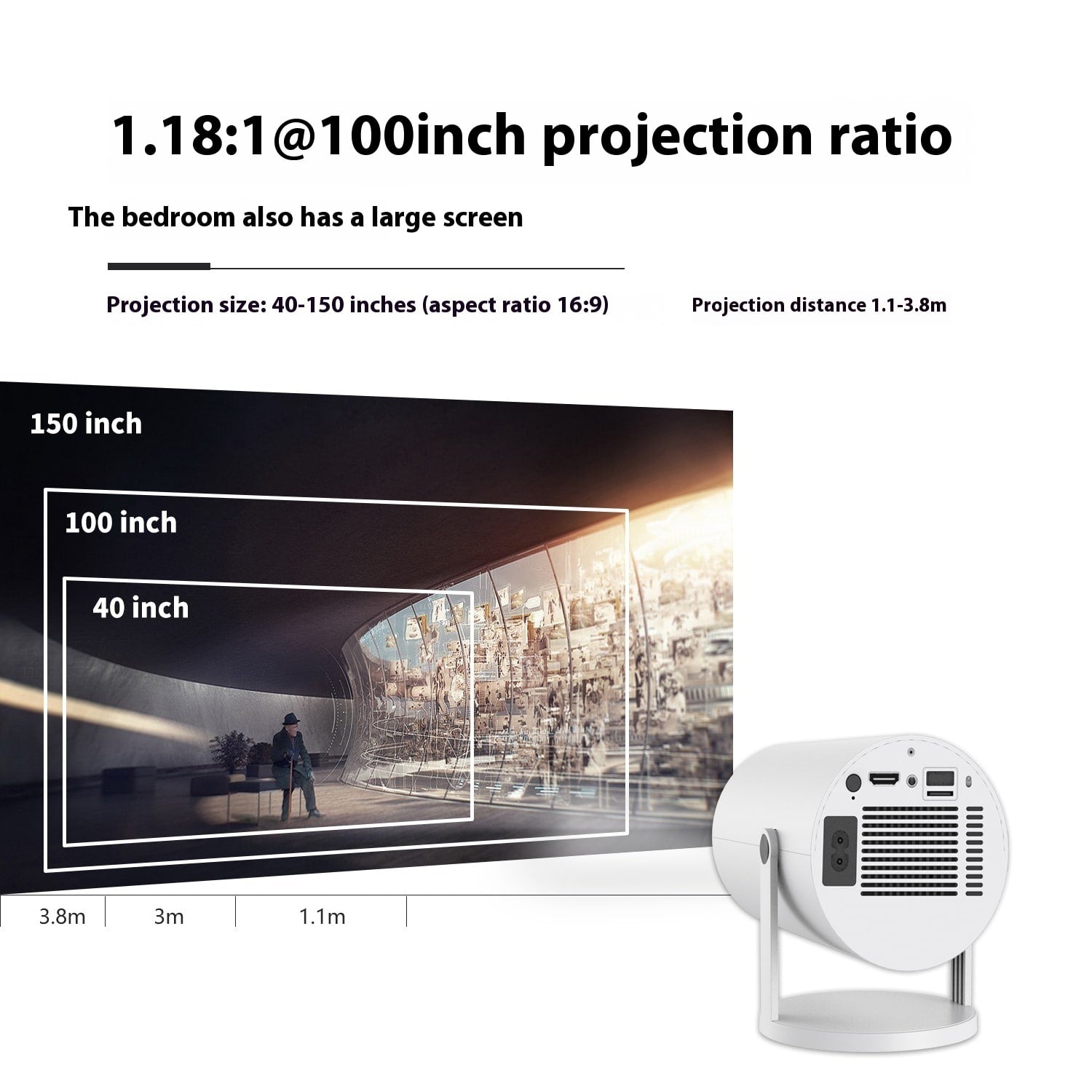 Portable Mini Projector with Outdoor Screen Compact 180-Degree Rotating Stand - Image 5