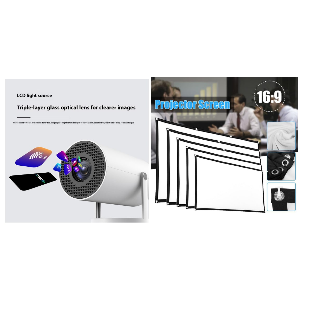 Portable Mini Projector with Outdoor Screen Compact 180-Degree Rotating Stand - Image 7