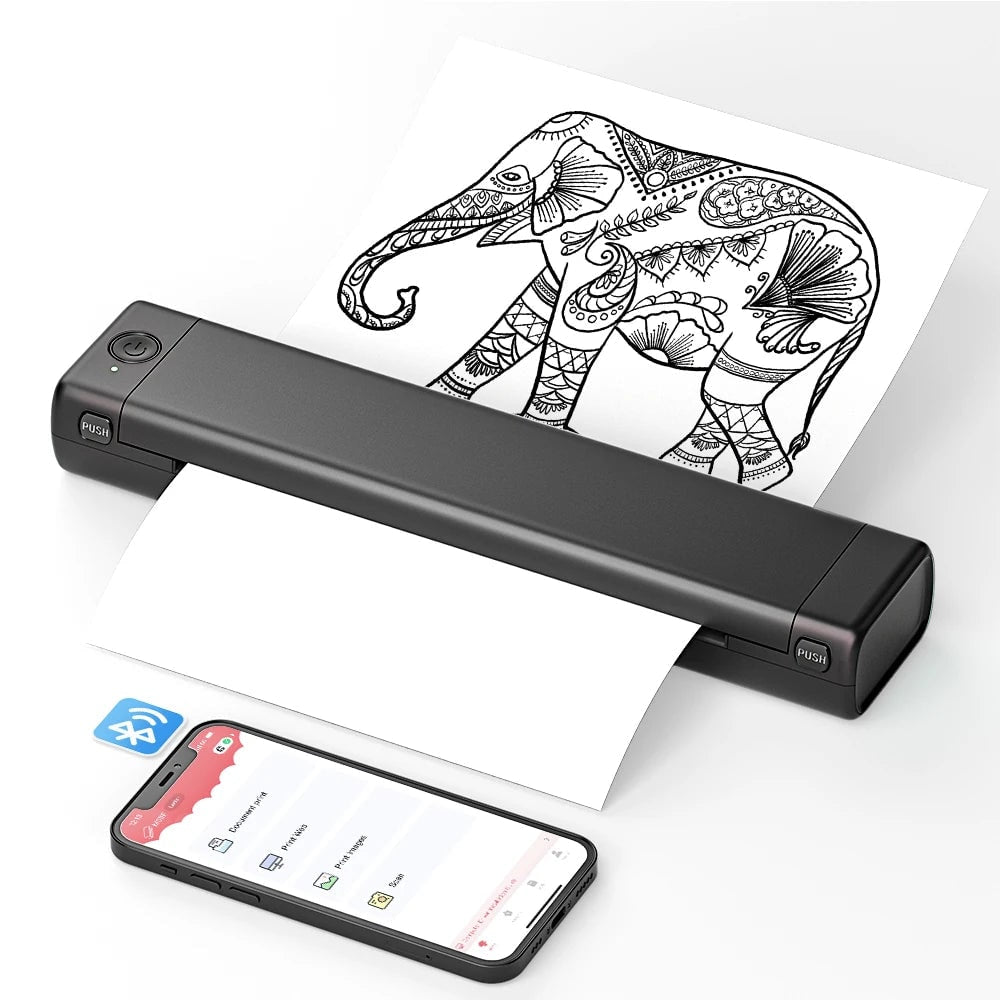 Portable Printer Bluetooth No Ink Thermal A4 Wireless Travel Mobile Connectivity - Image 1