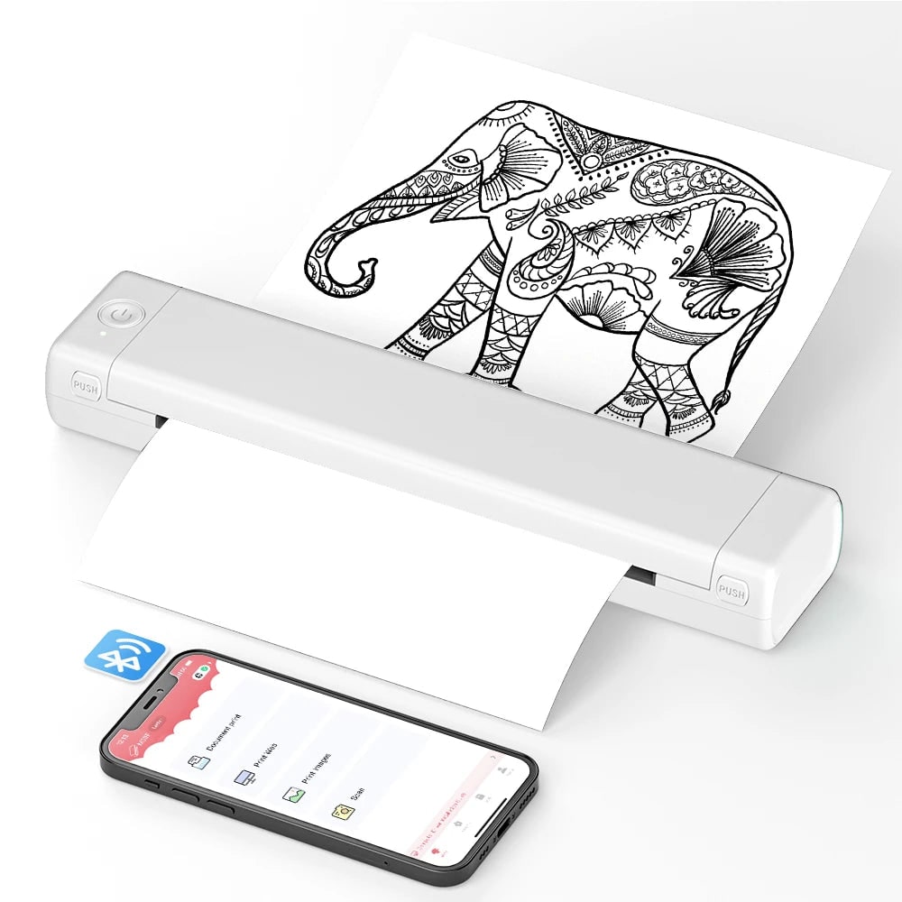 Portable Printer Bluetooth No Ink Thermal A4 Wireless Travel Mobile Connectivity - Image 2