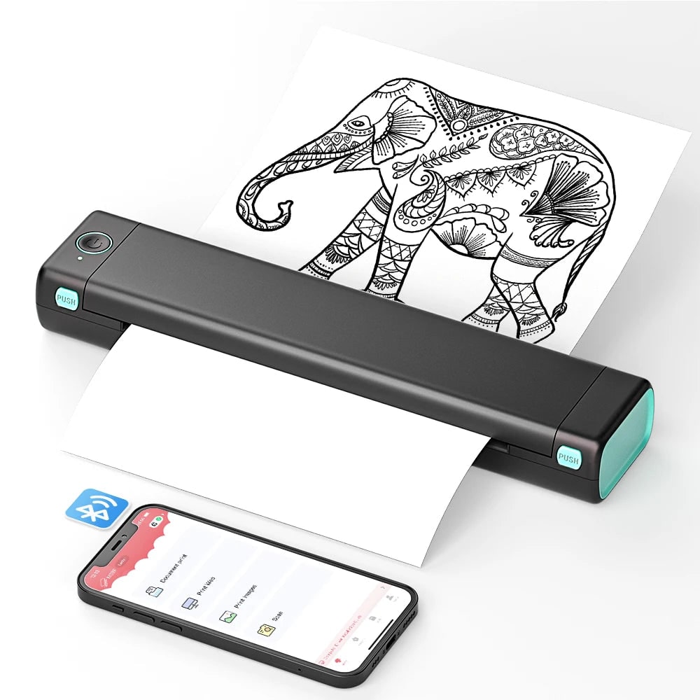 Portable Printer Bluetooth No Ink Thermal A4 Wireless Travel Mobile Connectivity - Image 3