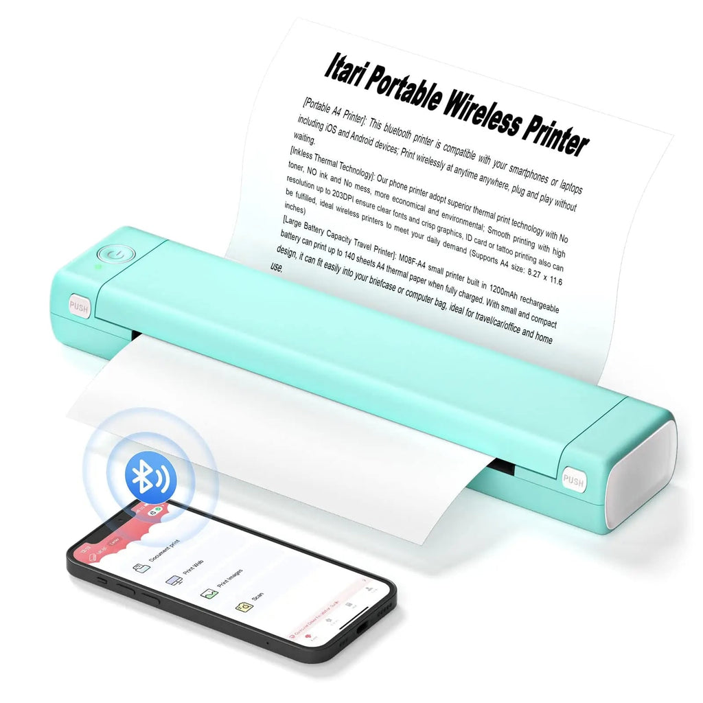 Portable Printer Bluetooth No Ink Thermal A4 Wireless Travel Mobile Connectivity - Image 4