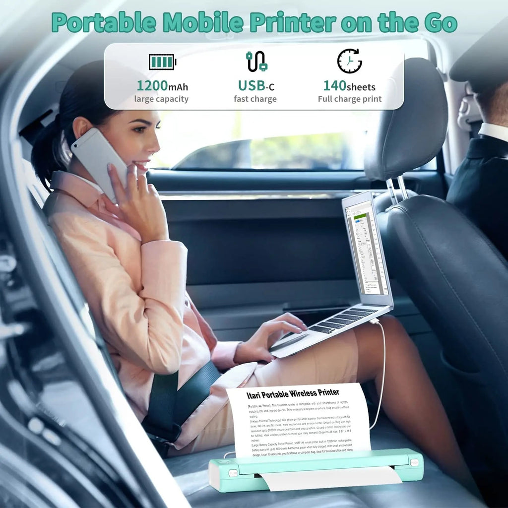 Portable Printer Bluetooth No Ink Thermal A4 Wireless Travel Mobile Connectivity - Image 8
