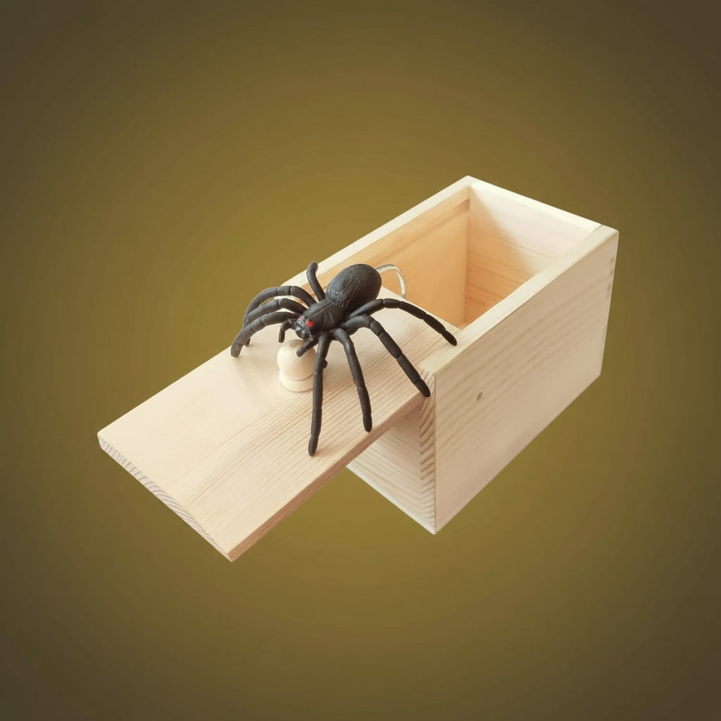 Prank Gag Gift Box Spider Toy with Wooden Jump Scare Mechanism and Surprise Funny - Image 2
