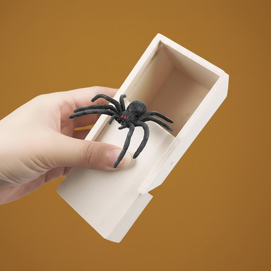 Prank Gag Gift Box Spider Toy with Wooden Jump Scare Mechanism and Surprise Funny - Image 4