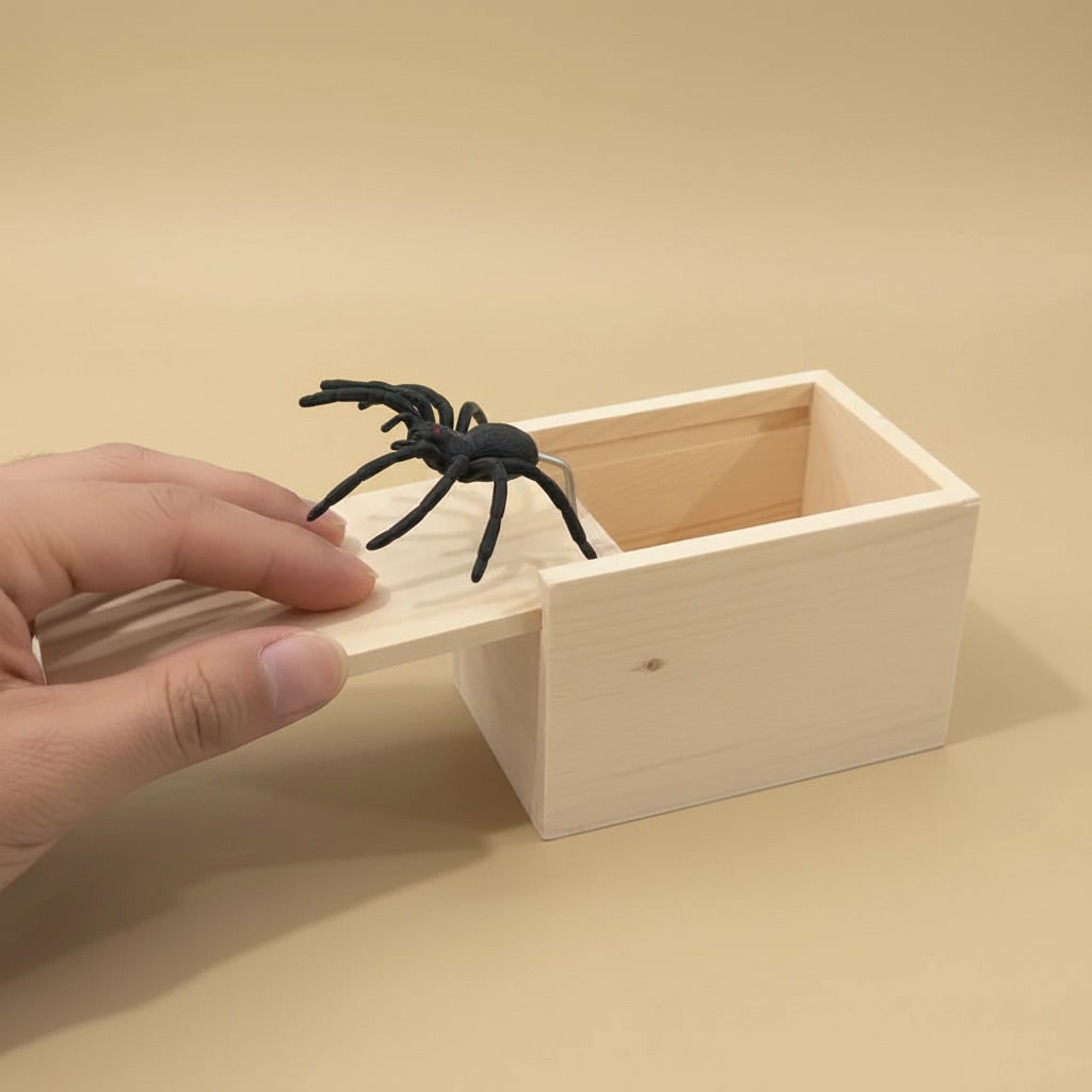 Prank Gag Gift Box Spider Toy with Wooden Jump Scare Mechanism and Surprise Funny - Image 7