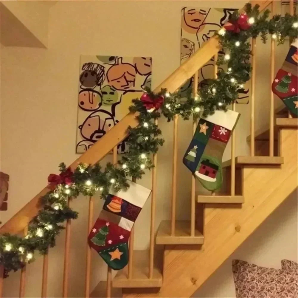 Pre-Lit Christmas Garland with Lights Warm White LED and Ornaments for Mantle - Image 11
