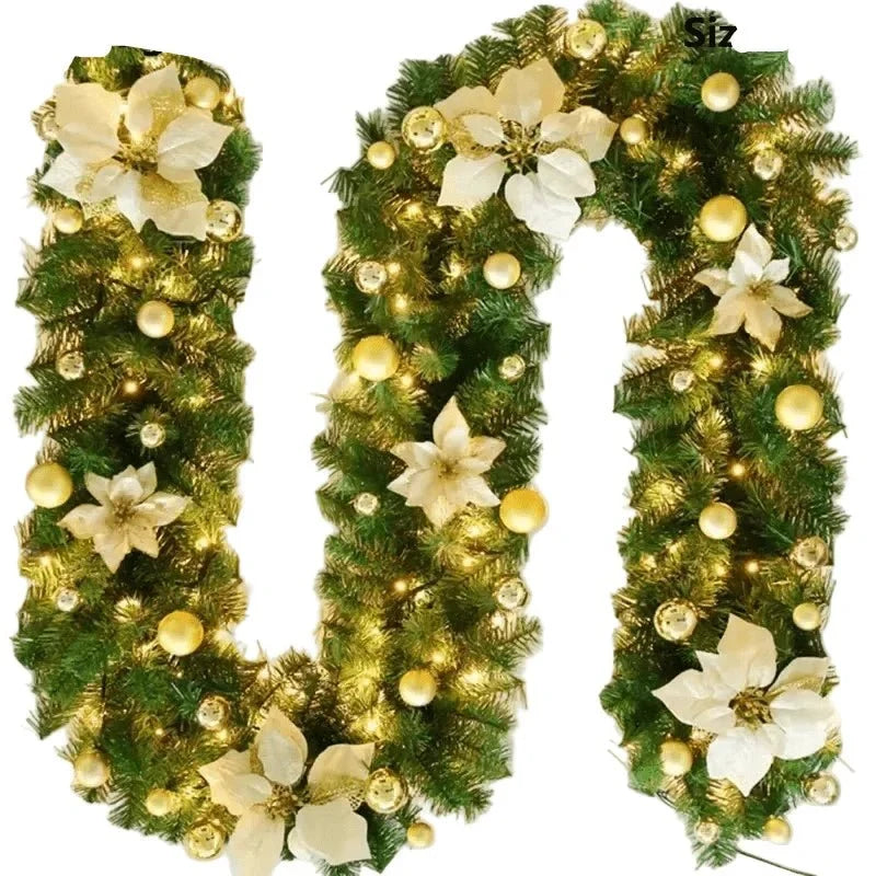 Pre-Lit Christmas Garland with Lights Warm White LED and Ornaments for Mantle - Image 8