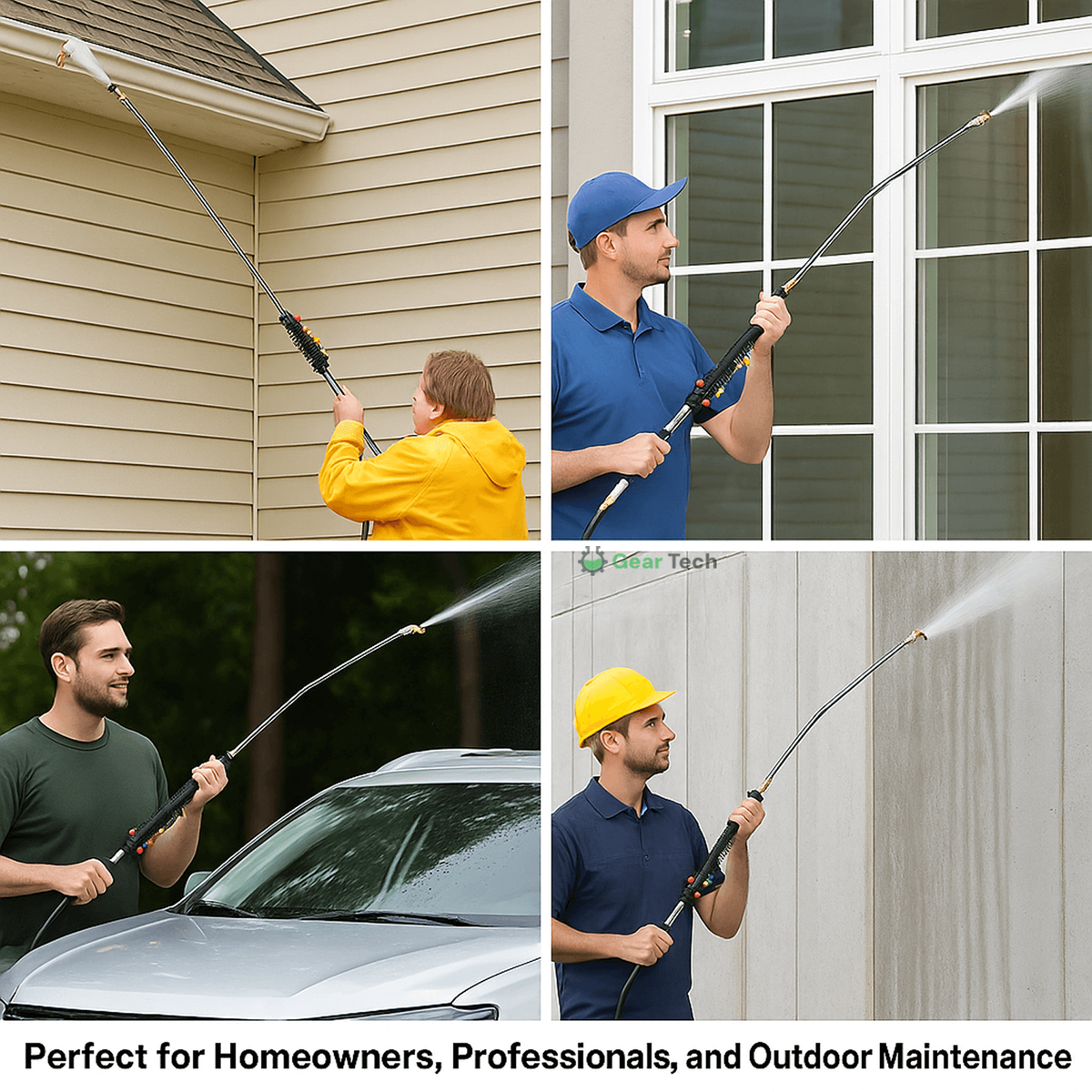 Pressure Washer Hose Extension Wand with Telescoping Brass Fittings and Five Color-Coded Nozzles - Image 7