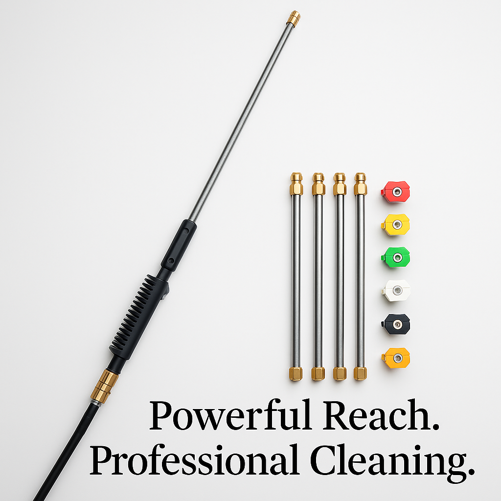 Pressure Washer Hose Extension Wand with Telescoping Brass Fittings and Five Color-Coded Nozzles - Image 9
