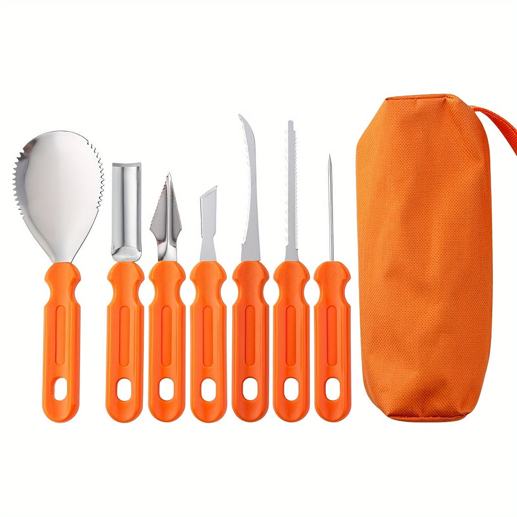 Pumpkin Carving Tools Kit and Supplies with Stainless Steel Knife Set and Canvas Storage Bag - Image 10