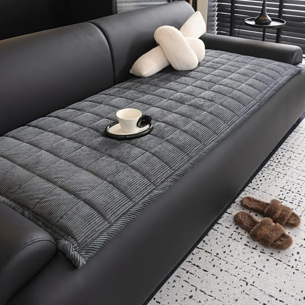 Quilted Corduroy Sofa Couch Cover with Padded Seat Protection - Image 2