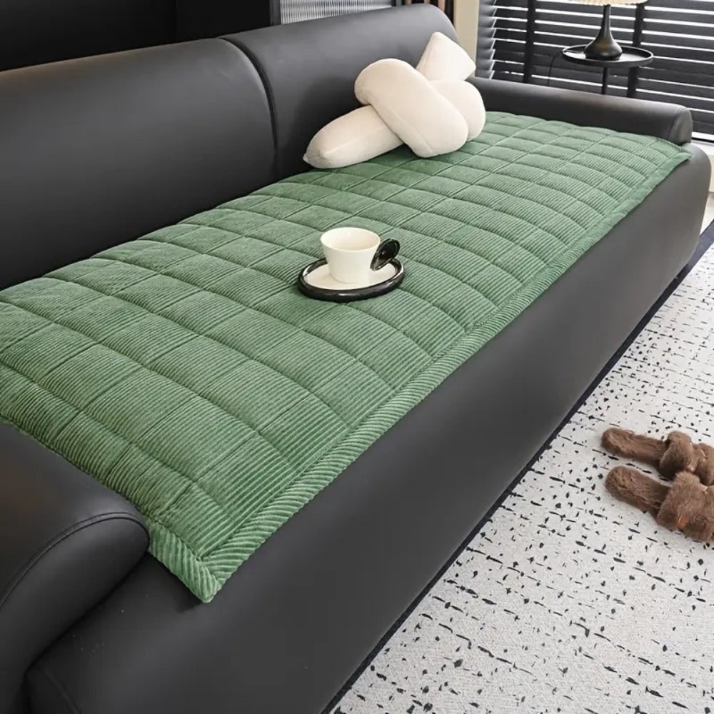 Quilted Corduroy Sofa Couch Cover with Padded Seat Protection - Image 3