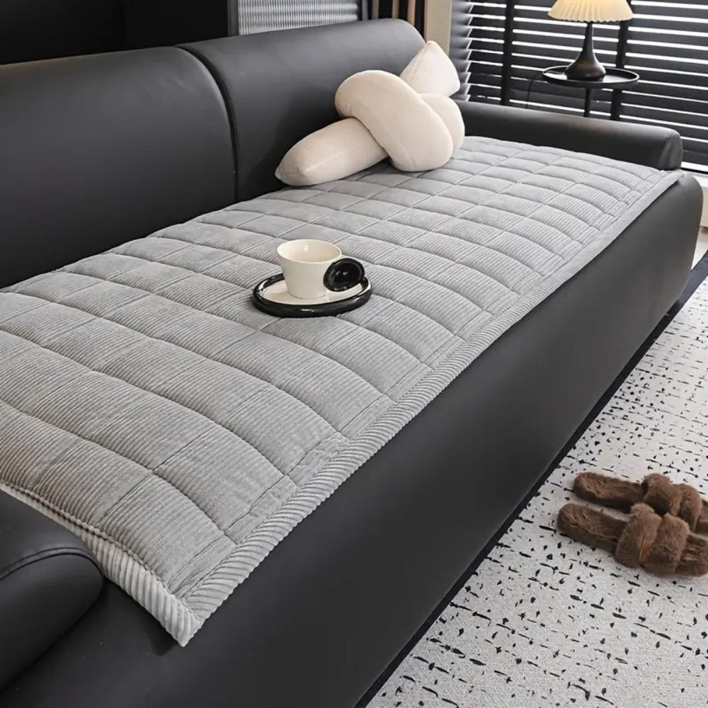 Quilted Corduroy Sofa Couch Cover with Padded Seat Protection - Image 4
