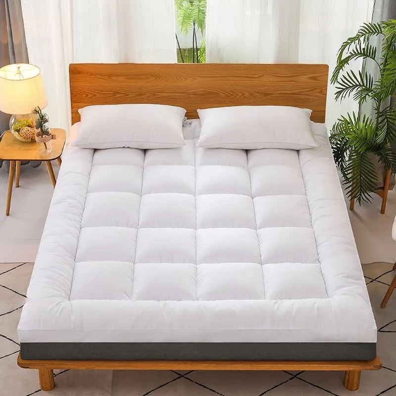 Quilted Mattress Topper with Box Stitch and Plush Fiber Fill for Twin Queen and Beds - Image 1