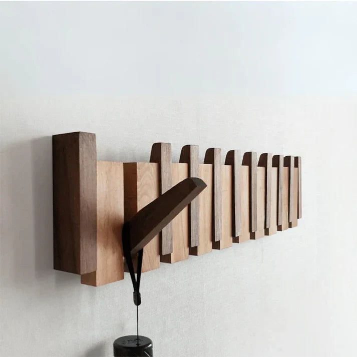 Wooden Piano-Style Coat Rack – Wall-Mounted Decorative Hanger with Solid Wood Hooks | Functional Storage & Artistic Home Décor