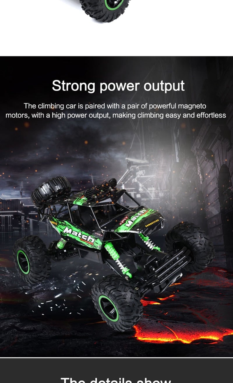 Rc Monster Truck with 4x4 Rock Crawler Off-Road Drive and Shock Suspension - Image 7