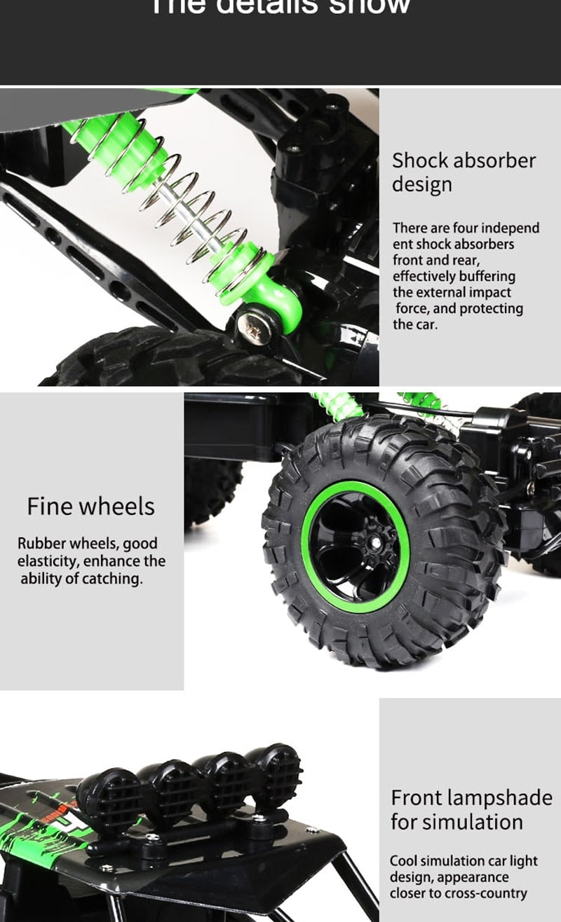 Rc Monster Truck with 4x4 Rock Crawler Off-Road Drive and Shock Suspension - Image 8