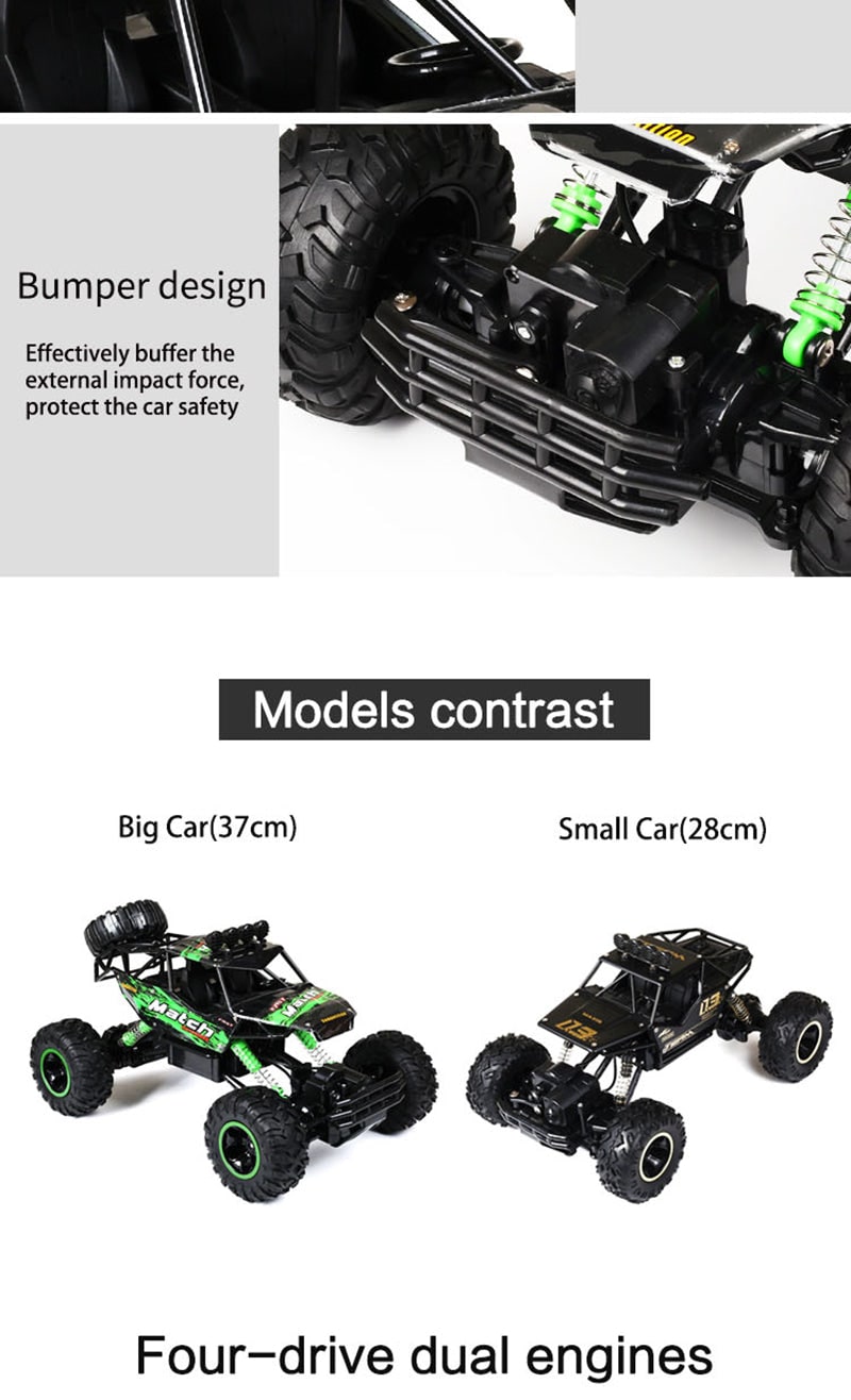 Rc Monster Truck with 4x4 Rock Crawler Off-Road Drive and Shock Suspension - Image 9