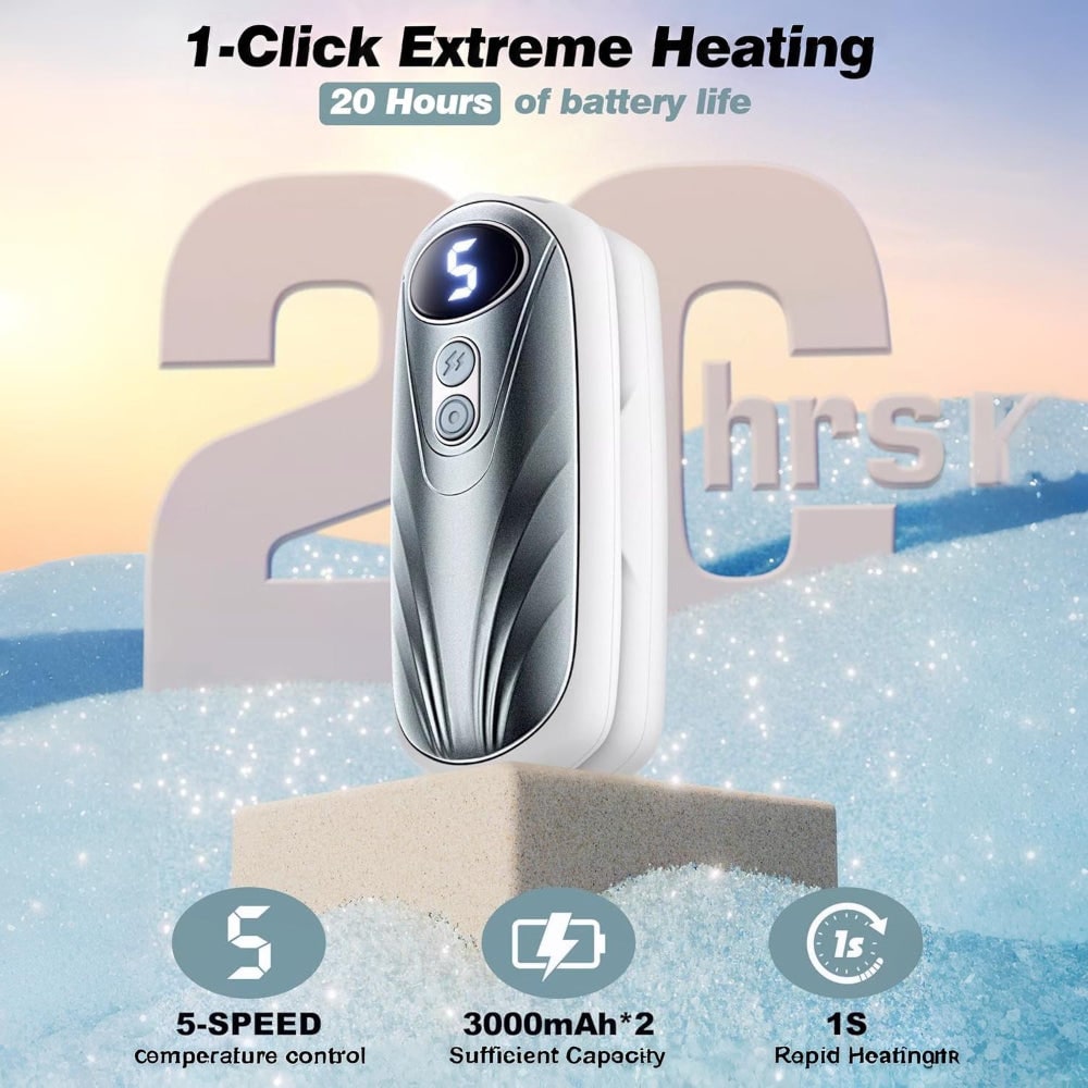 Rechargeable Hand Warmers with LED Display Portable Pocket Electric Heater Set with 5 Heat Levels - Image 11