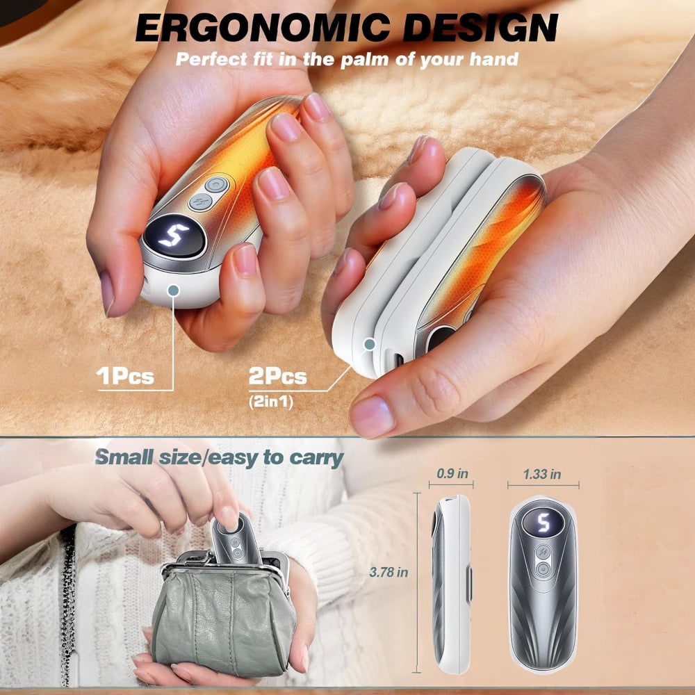 Rechargeable Hand Warmers with LED Display Portable Pocket Electric Heater Set with 5 Heat Levels - Image 13