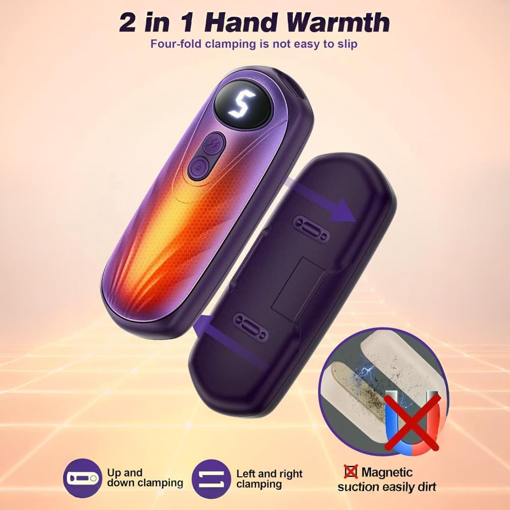 Rechargeable Hand Warmers with LED Display Portable Pocket Electric Heater Set with 5 Heat Levels - Image 15