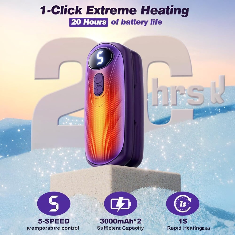 Rechargeable Hand Warmers with LED Display Portable Pocket Electric Heater Set with 5 Heat Levels - Image 17