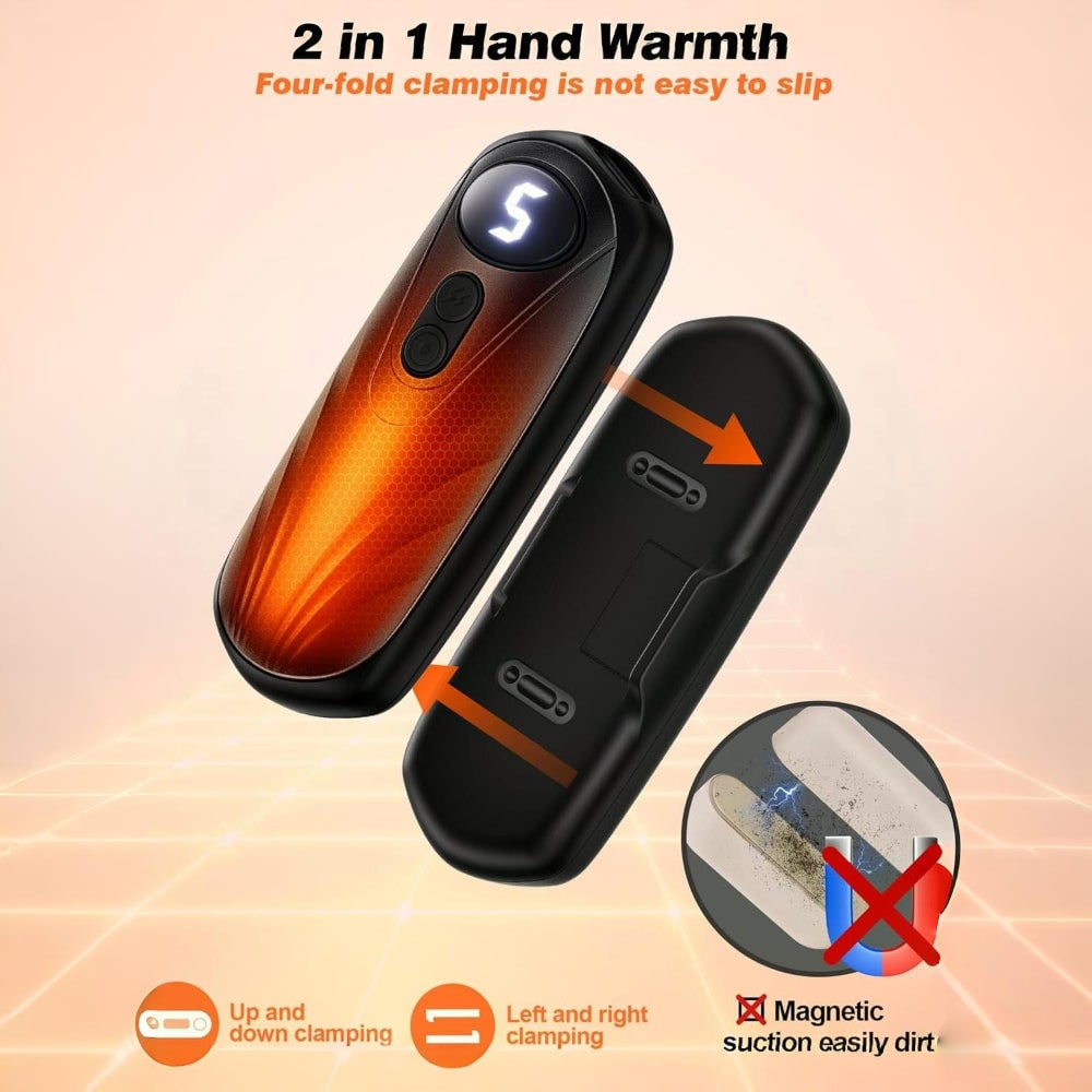 Rechargeable Hand Warmers with LED Display Portable Pocket Electric Heater Set with 5 Heat Levels - Image 2