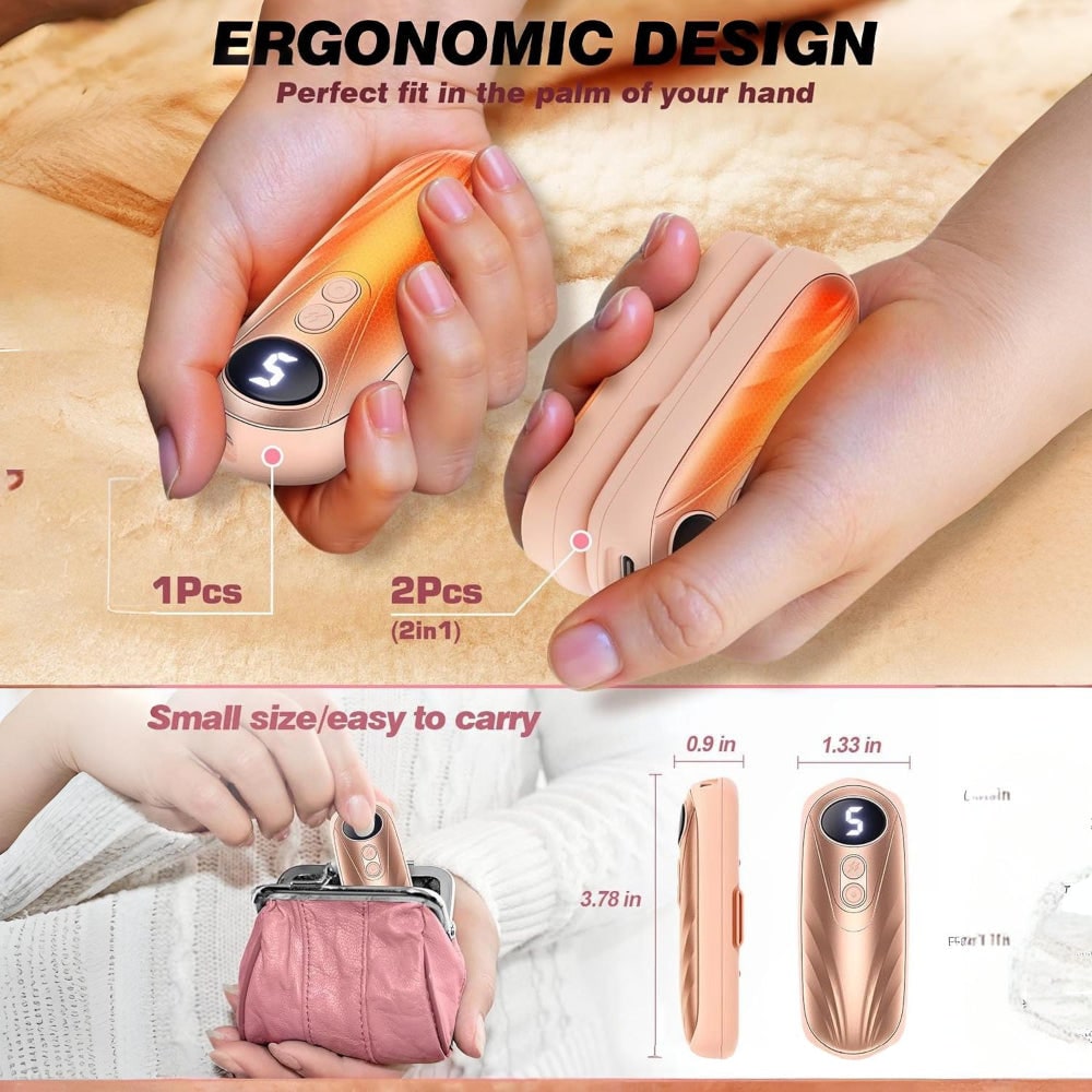 Rechargeable Hand Warmers with LED Display Portable Pocket Electric Heater Set with 5 Heat Levels - Image 25