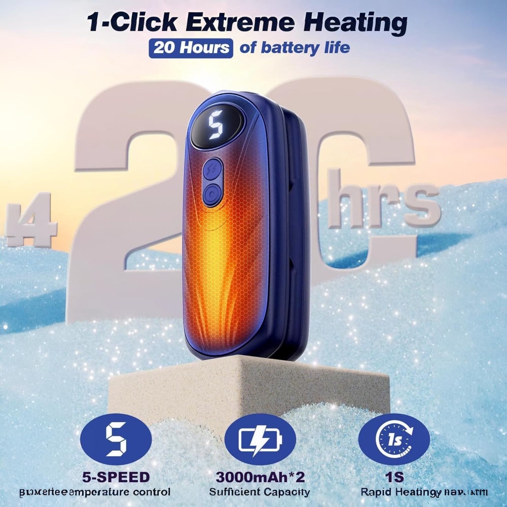 Rechargeable Hand Warmers with LED Display Portable Pocket Electric Heater Set with 5 Heat Levels - Image 28