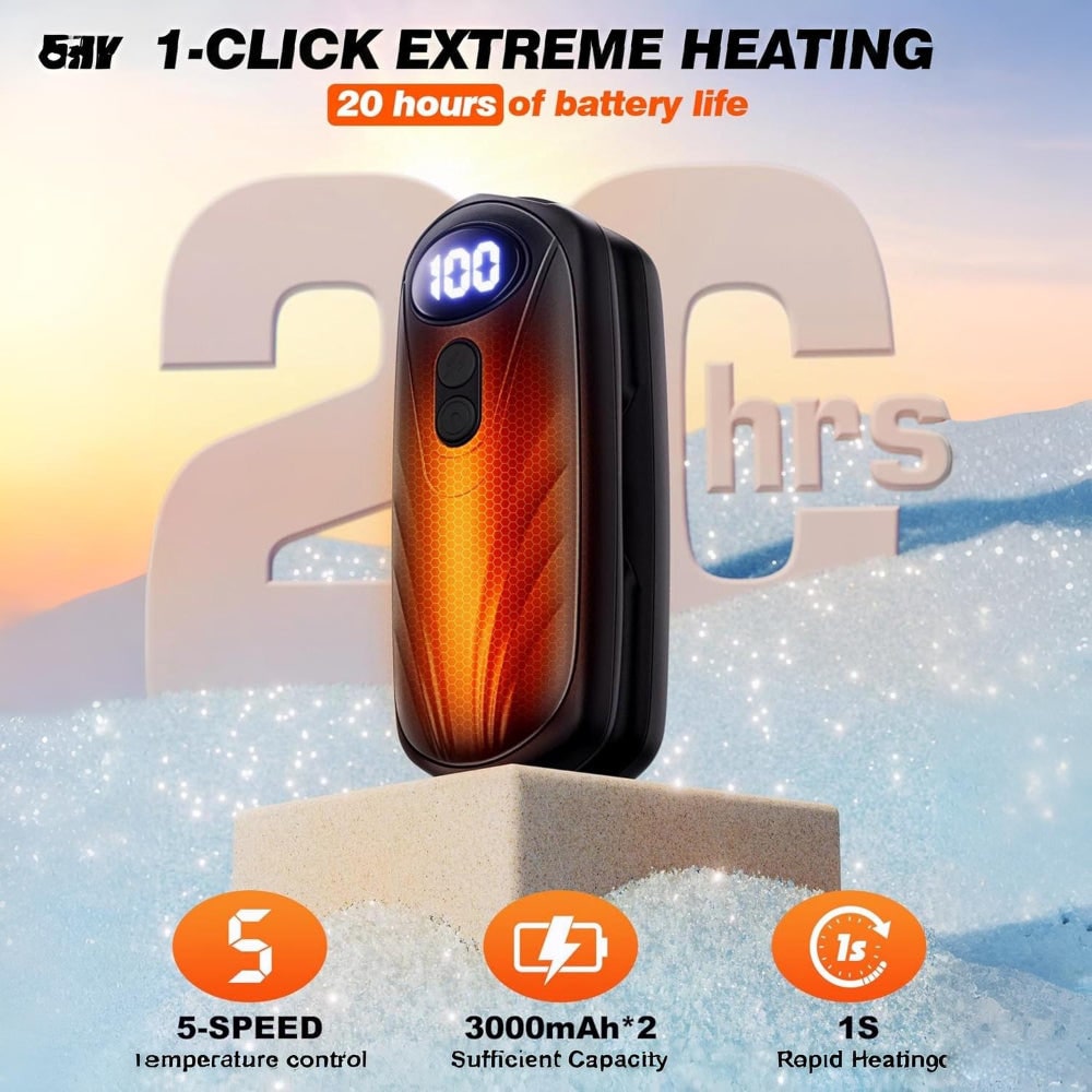 Rechargeable Hand Warmers with LED Display Portable Pocket Electric Heater Set with 5 Heat Levels - Image 5