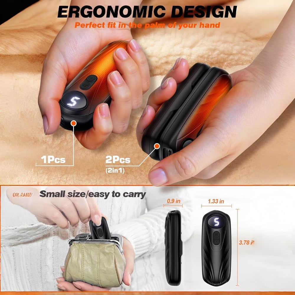 Rechargeable Hand Warmers with LED Display Portable Pocket Electric Heater Set with 5 Heat Levels - Image 6