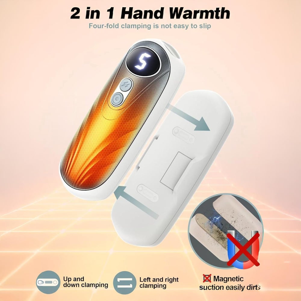 Rechargeable Hand Warmers with LED Display Portable Pocket Electric Heater Set with 5 Heat Levels - Image 8