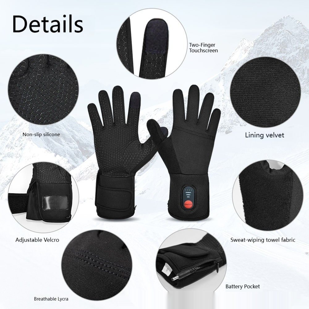 Rechargeable Heated Gloves with Touchscreen Fingertips for Winter Biking and Cold Weather Work - Image 8