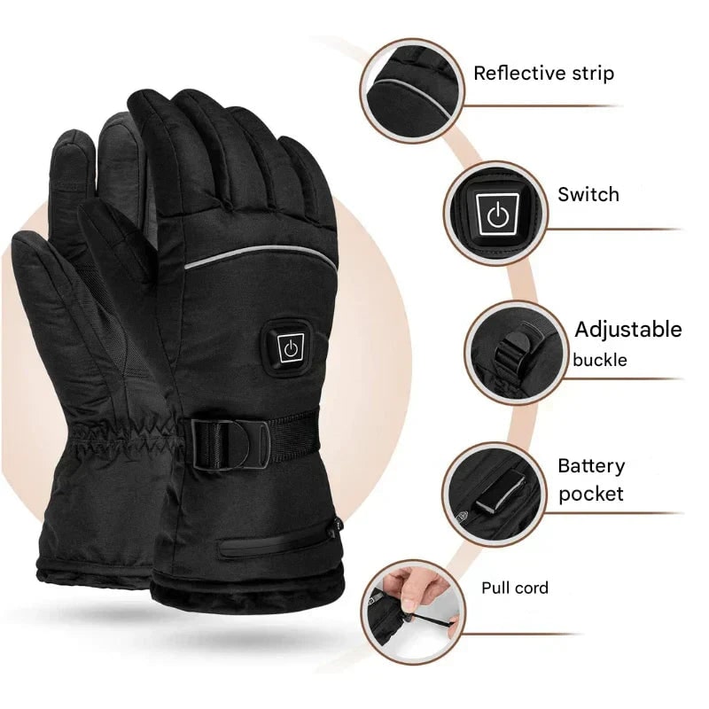 Rechargeable Heated Winter Snow Ski Gloves with Touchscreen Fingertips and Battery Packs - Image 7