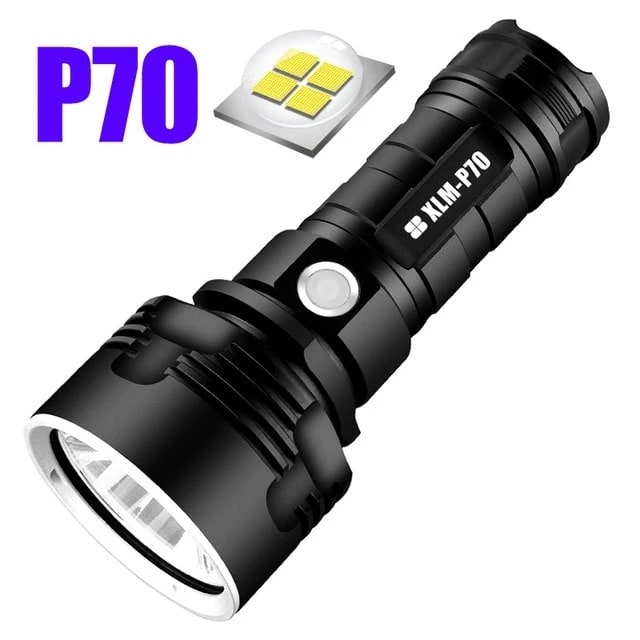 Rechargeable LED Flashlight Torch with High Lumen Output Aluminum Alloy Body and Grooved Grip Handle - Image 2
