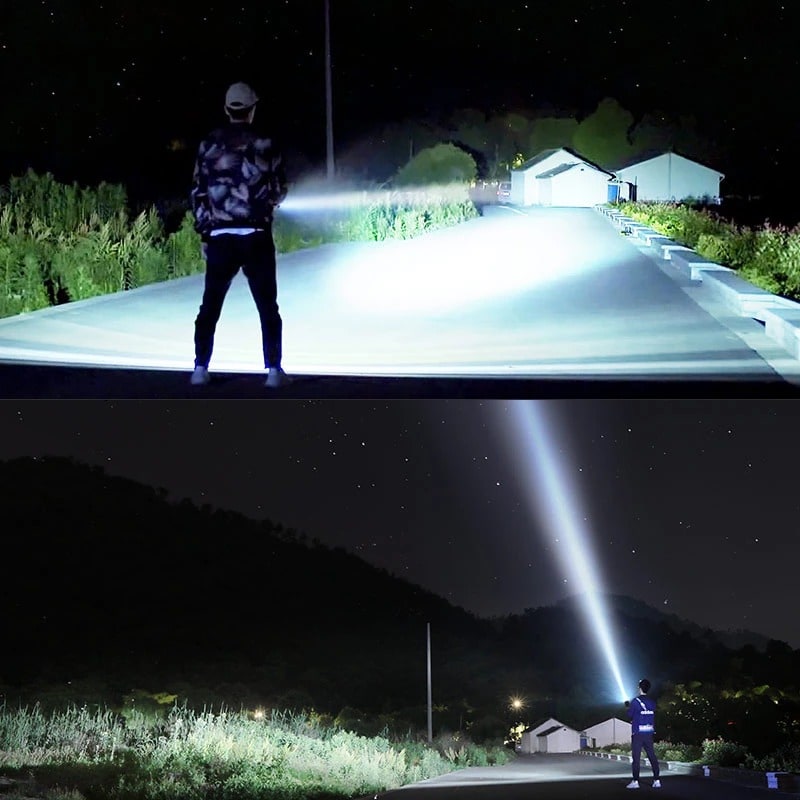 Rechargeable LED Flashlight Torch with High Lumen Output Aluminum Alloy Body and Grooved Grip Handle - Image 8