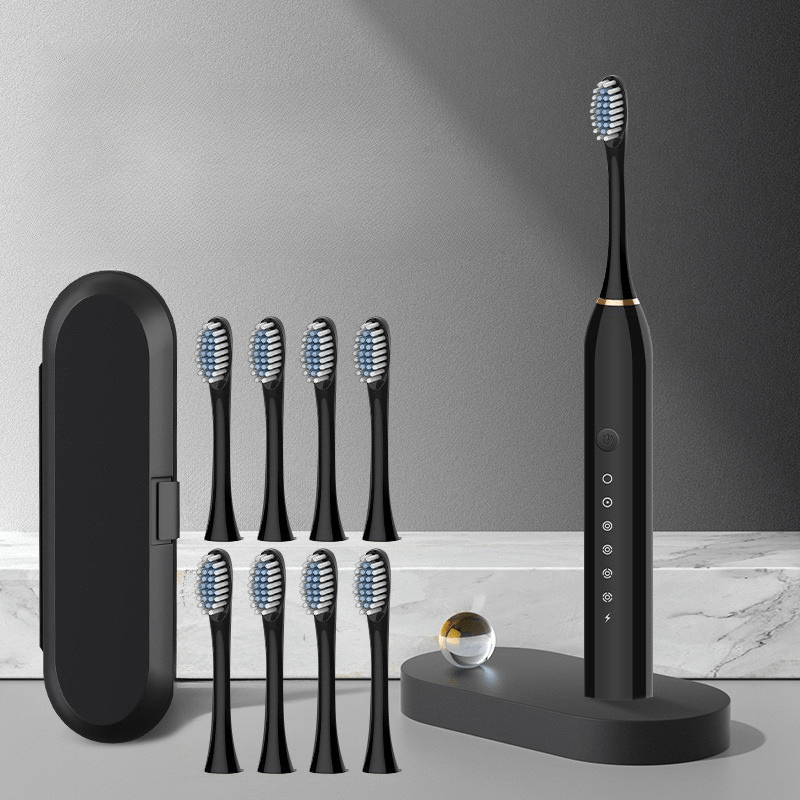 Rechargeable Ultrasonic Electric Toothbrush Portable USB LED Replacement Heads Travel Case - Image 2