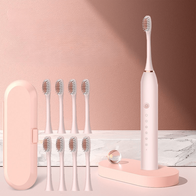 Rechargeable Ultrasonic Electric Toothbrush Portable USB LED Replacement Heads Travel Case - Image 6