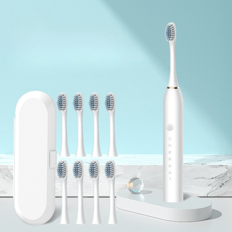 Rechargeable Ultrasonic Electric Toothbrush Portable USB LED Replacement Heads Travel Case - Image 7