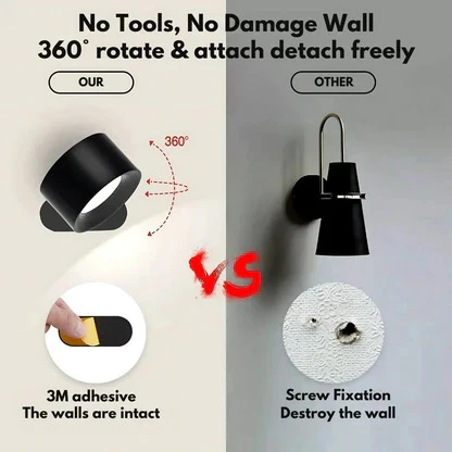 Rechargeable Wall Sconce and Modern Lamp with 360° Rotating Magnetic Head and Remote Control - Image 6