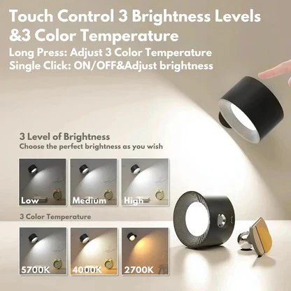 Rechargeable Wall Sconce and Modern Lamp with 360° Rotating Magnetic Head and Remote Control - Image 8