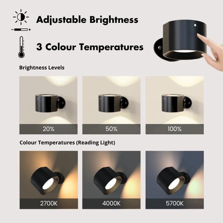 Rechargeable Wall Sconce with Battery Operated Modern Lighting Magnetic Rotation and Remote Control - Image 5