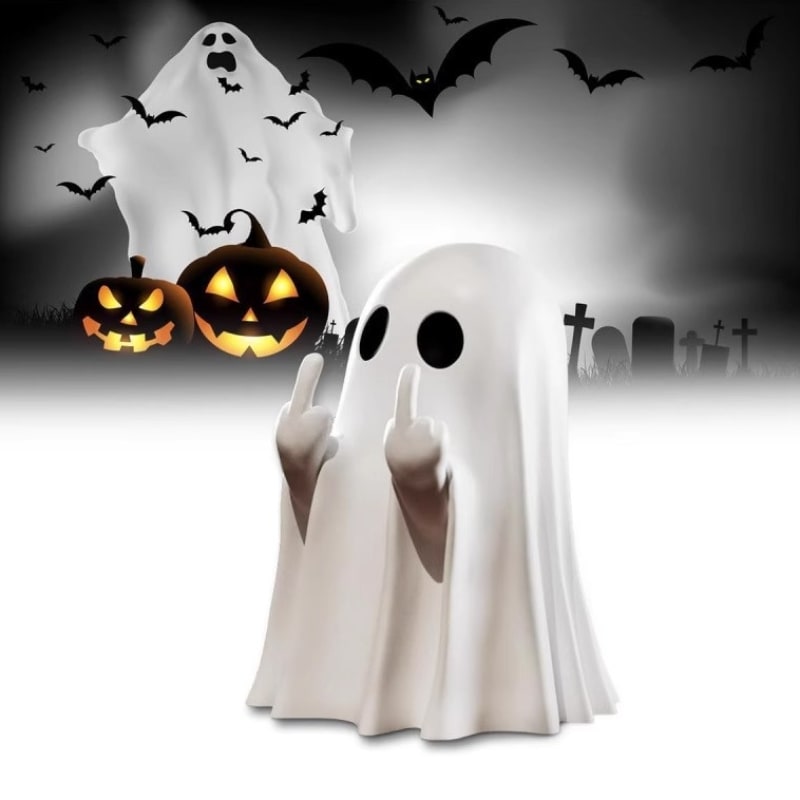 Resin Ghost Figurine Decor with Standing Base for Halloween Home Shelf Decorations Statue - Image 6